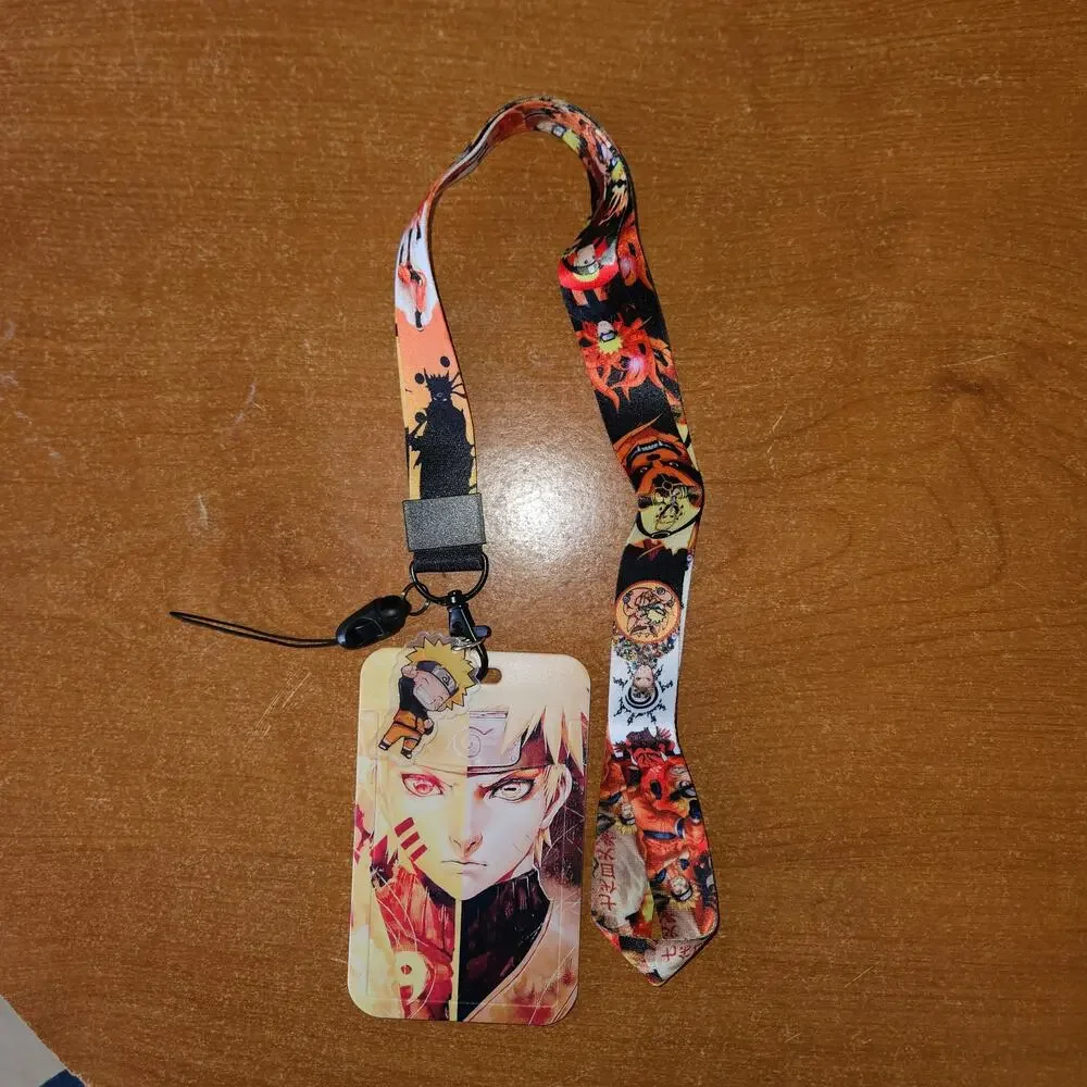 Naruto Uzumaki Nine-Tails Lanyard with Badge Holder & Chibi Charm